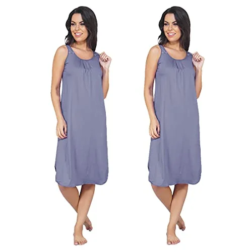 BLAZON Women's Cotton Hosiery Solid Maxi Nighty Slip (Pack of 2) Available Sizes: S, M, L, XL, 2XL, 3XL, 4XL, 5XL - Lavender, Black